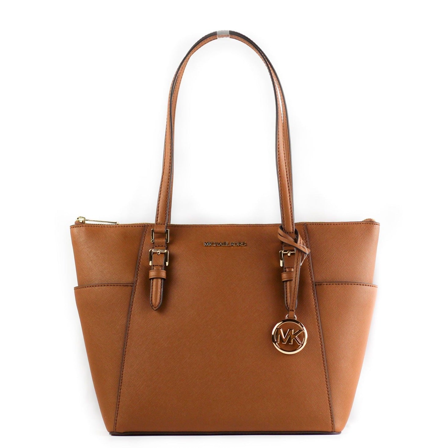 Charlotte Signature Leather Large Top Zip Tote Handbag Bag