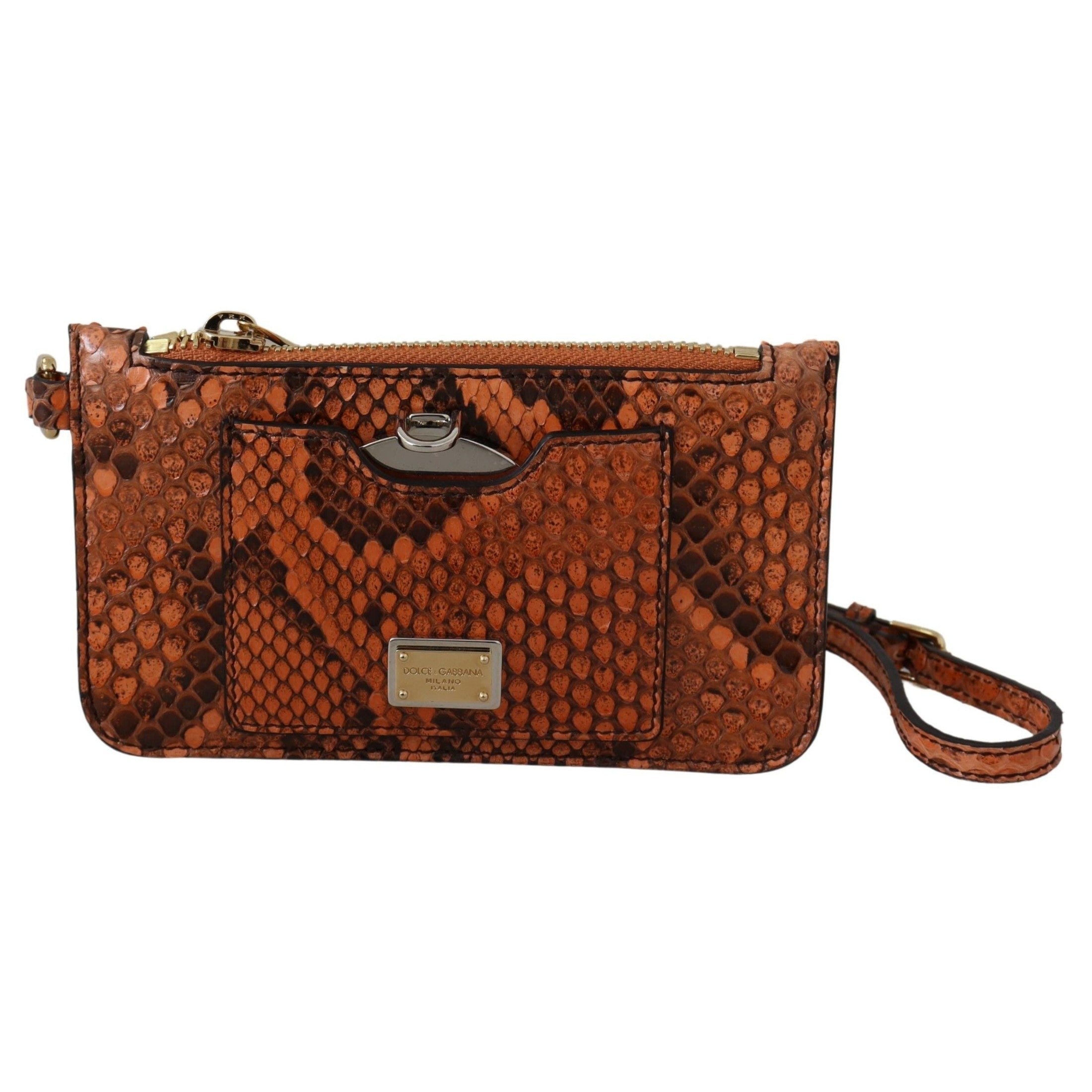 Elegant Python Patterned Leather Wristlet