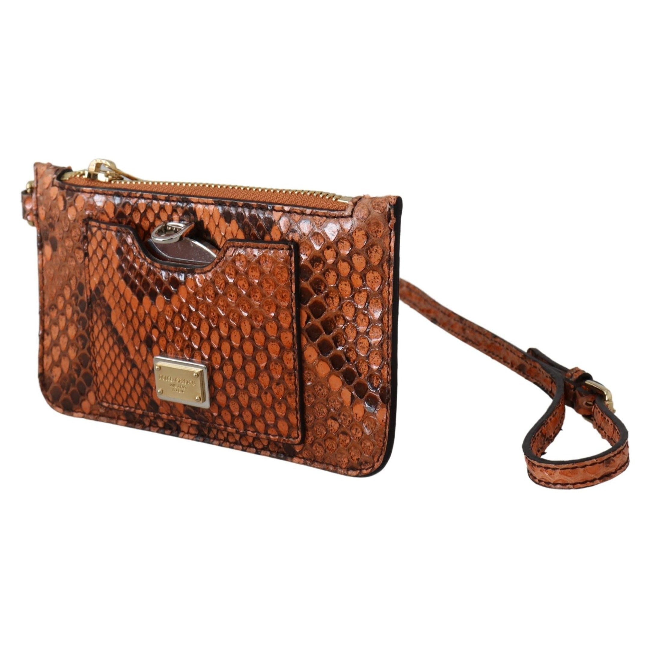 Elegant Python Patterned Leather Wristlet