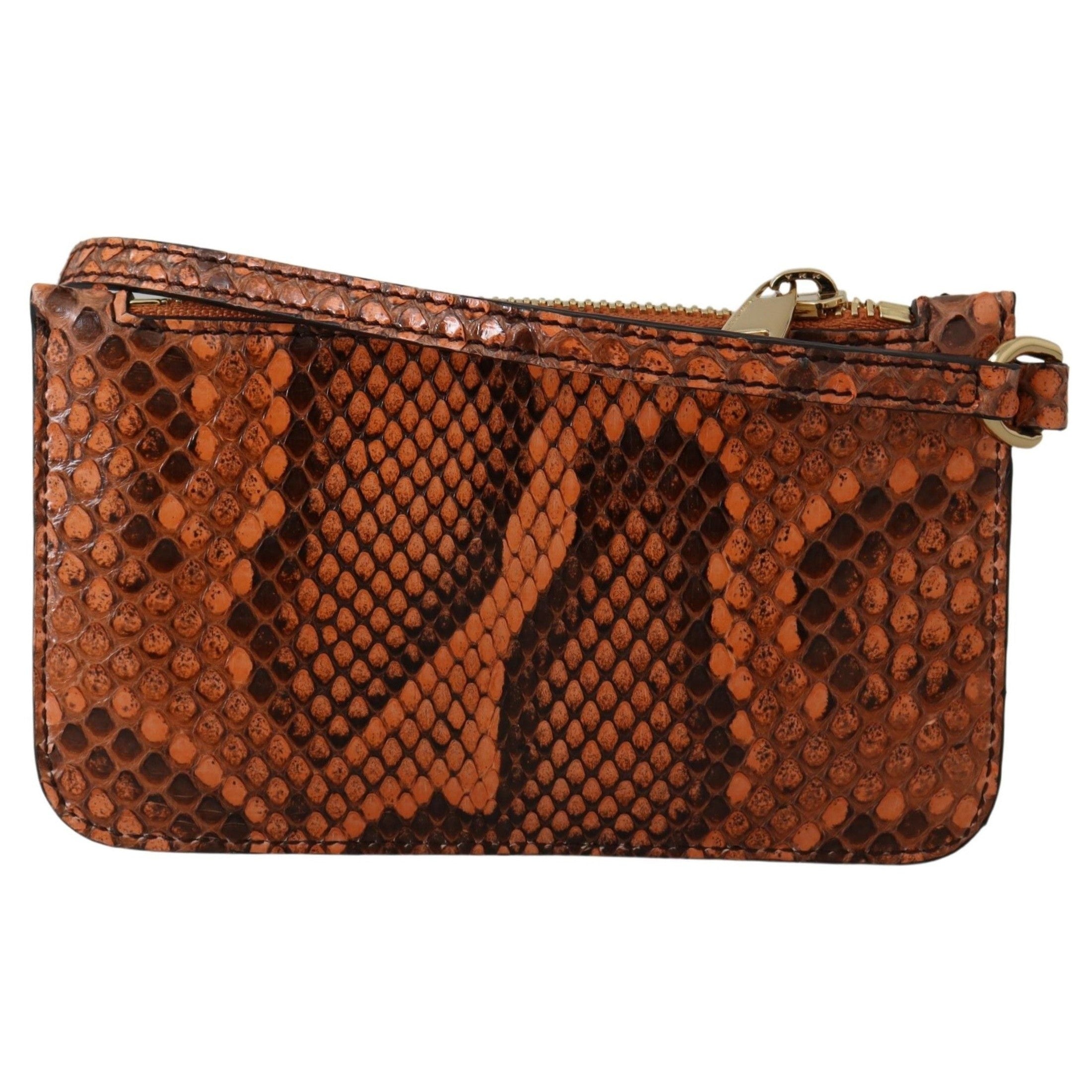 Elegant Python Patterned Leather Wristlet