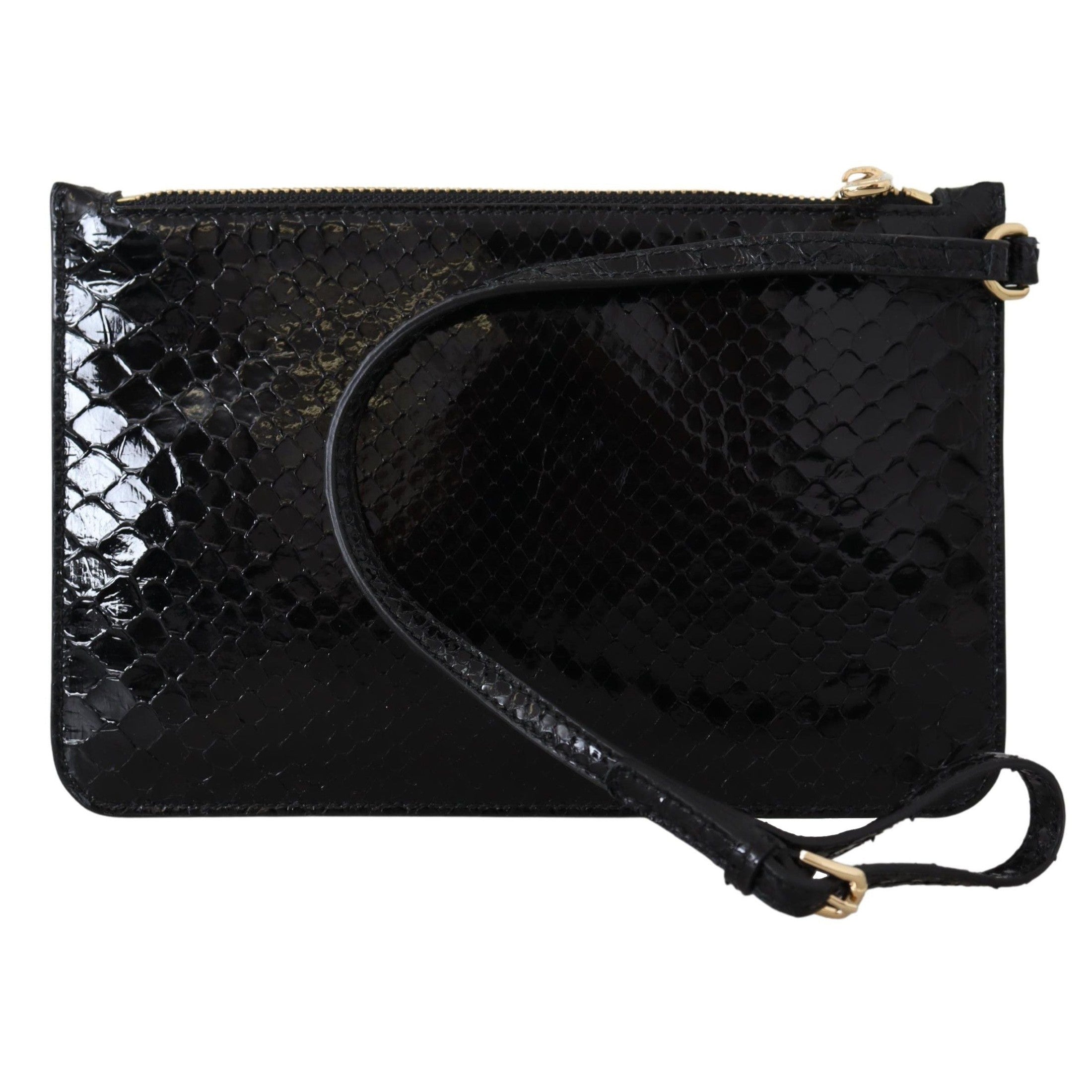 Exotic Leather Black Wristlet Wallet