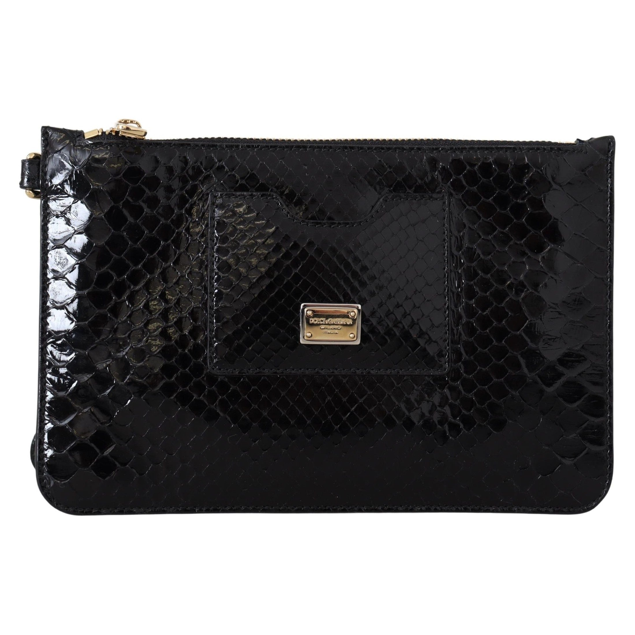 Exotic Leather Black Wristlet Wallet