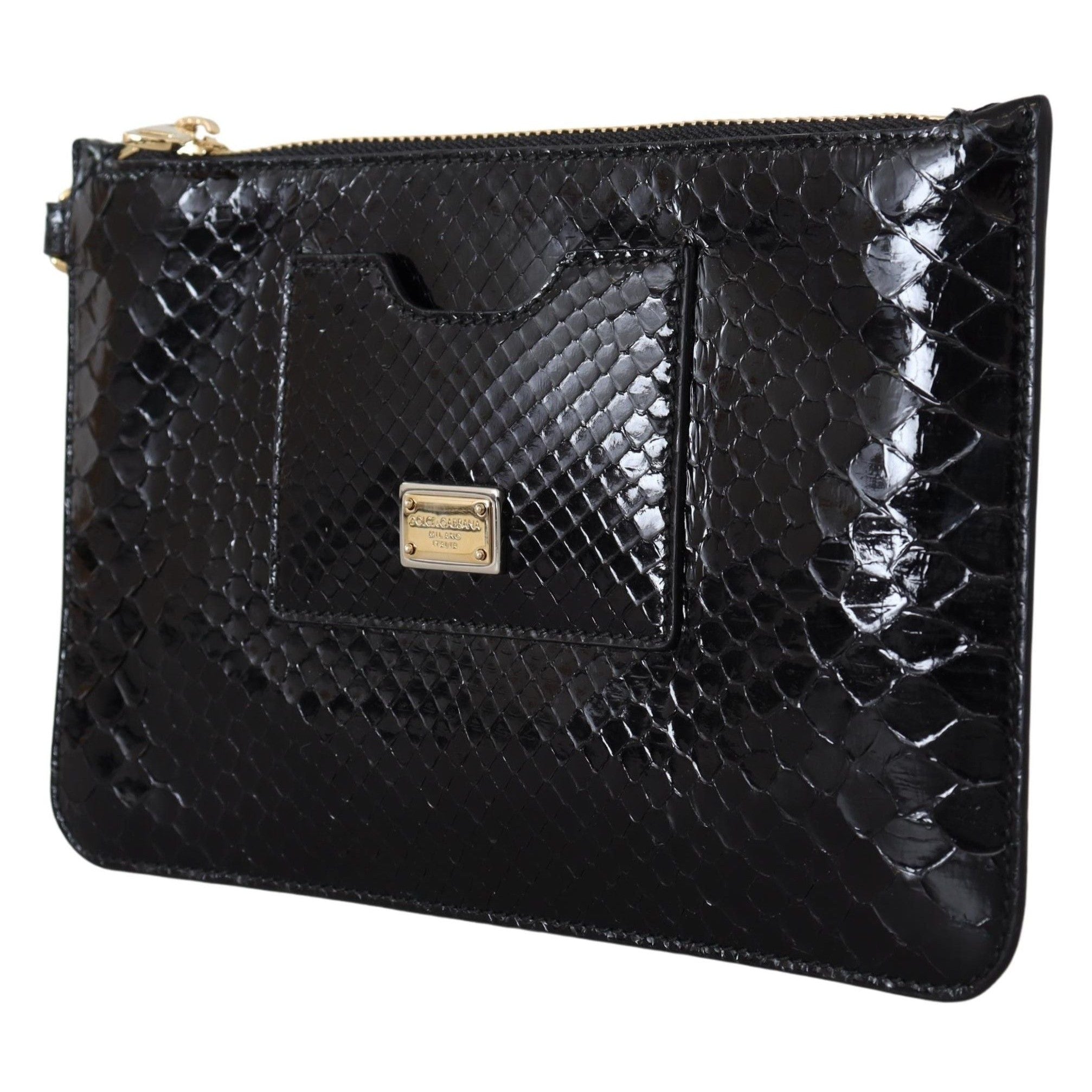 Exotic Leather Black Wristlet Wallet