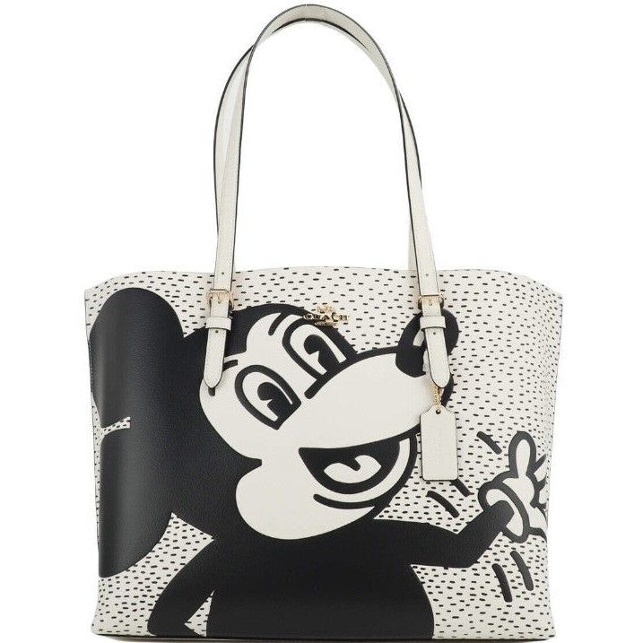 (C6978) Mickey Mouse X Keith Haring Mollie Large Leather Shoulder Tote Bag