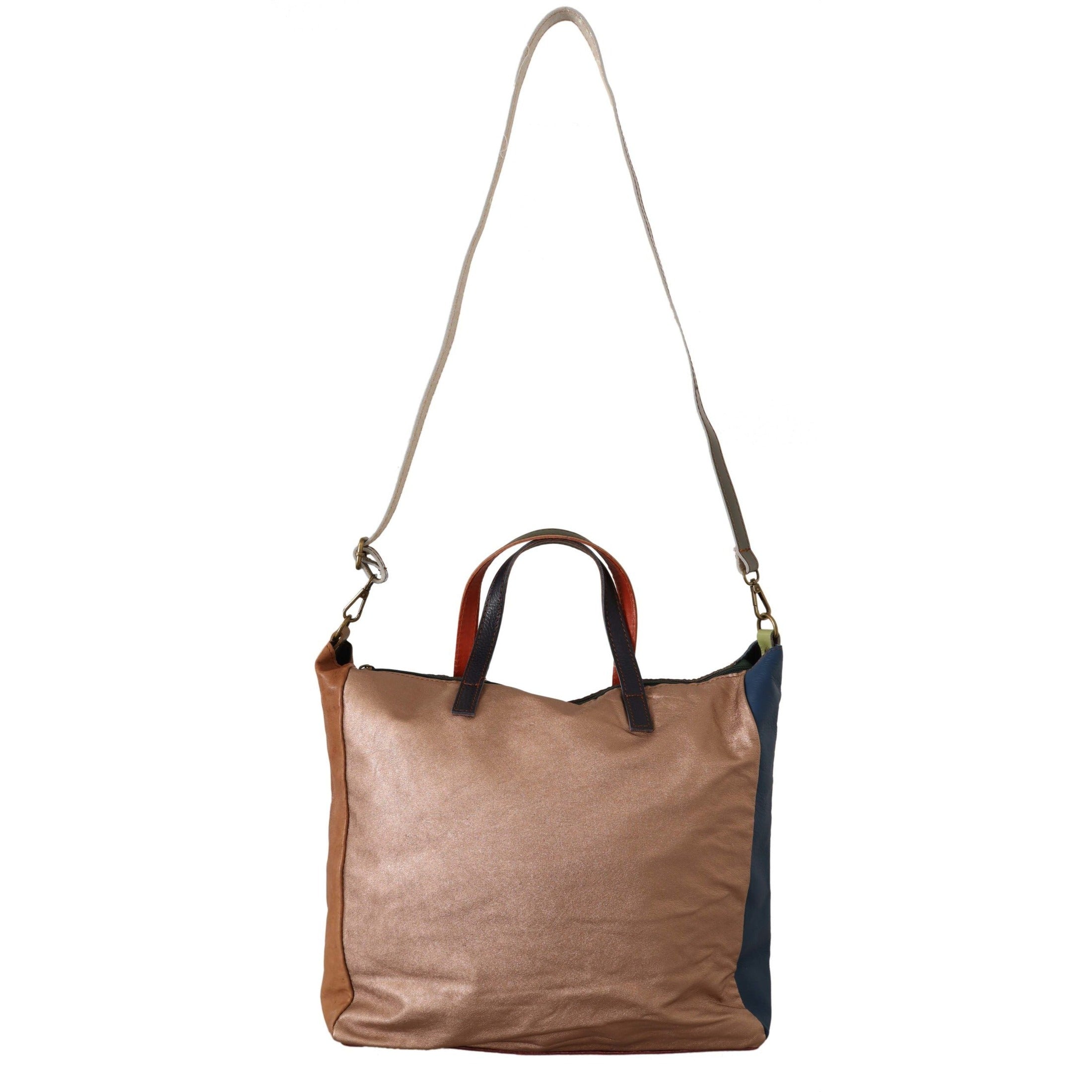 Multicolor Leather Shoulder Tote Bag