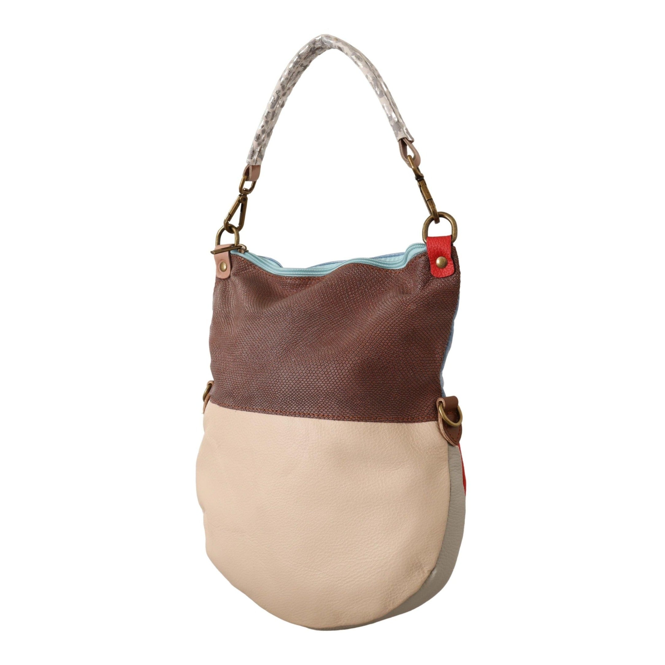 Chic Multicolor Leather Tote with Gold Accents