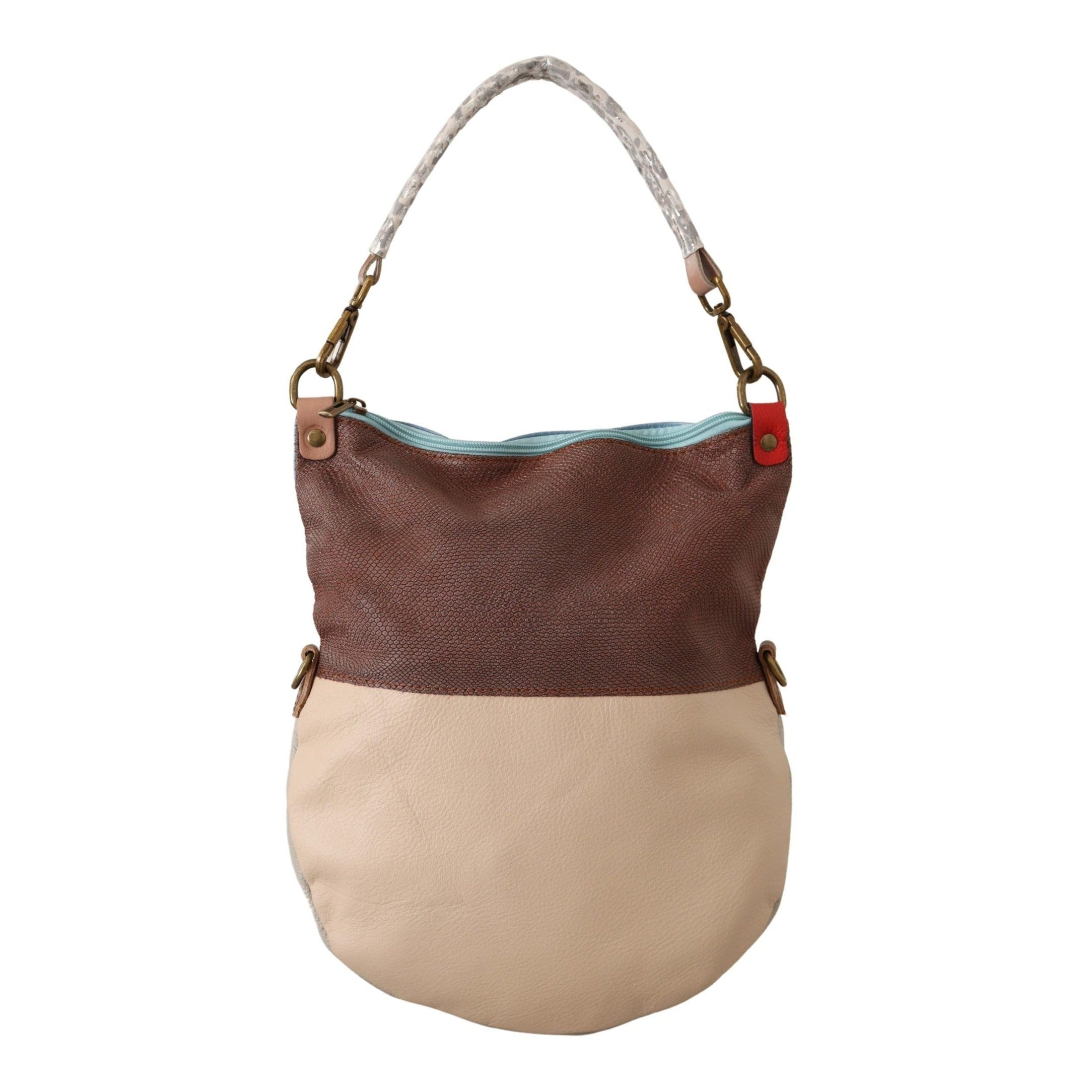 Chic Multicolor Leather Tote with Gold Accents