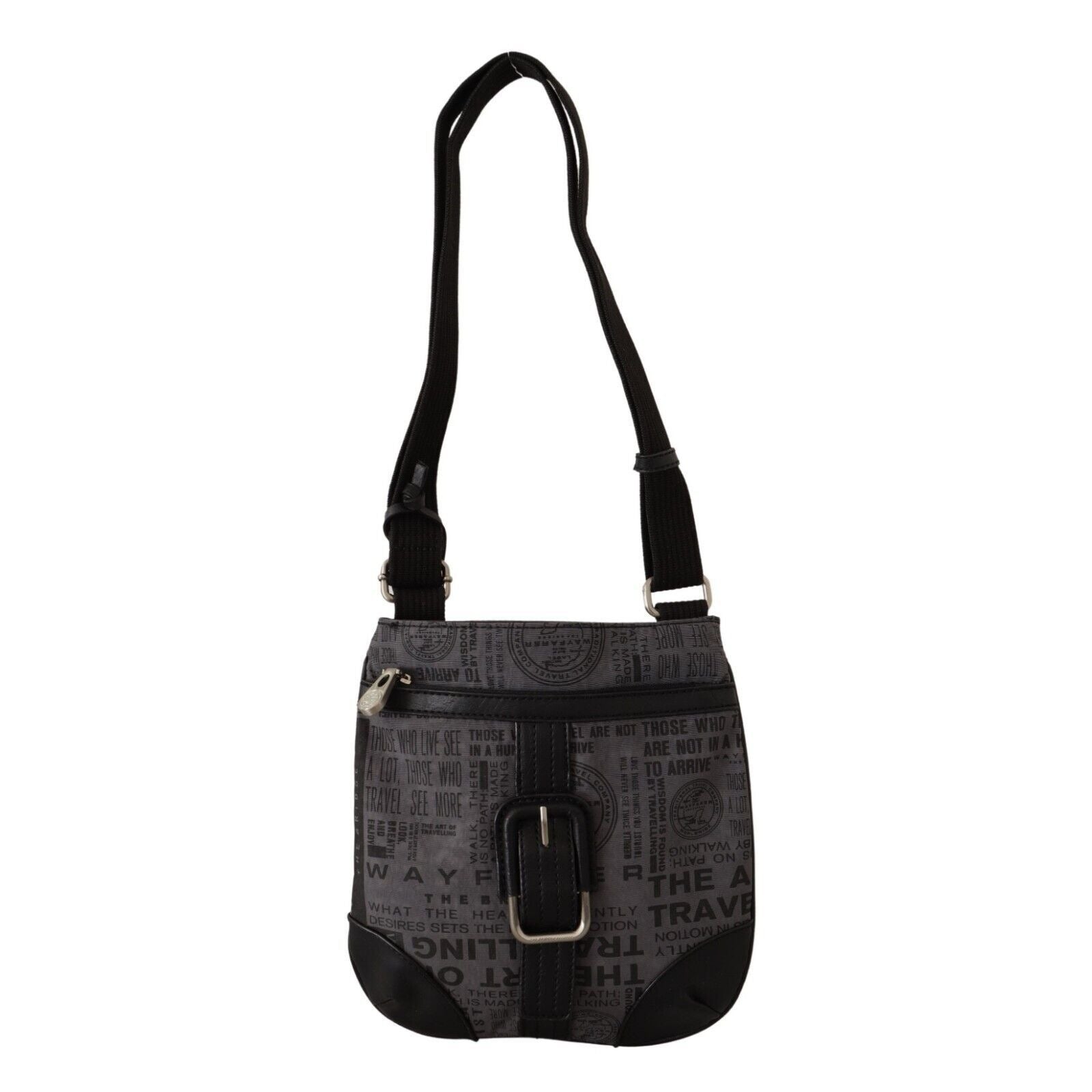 Chic Gray Fabric Crossbody Bag