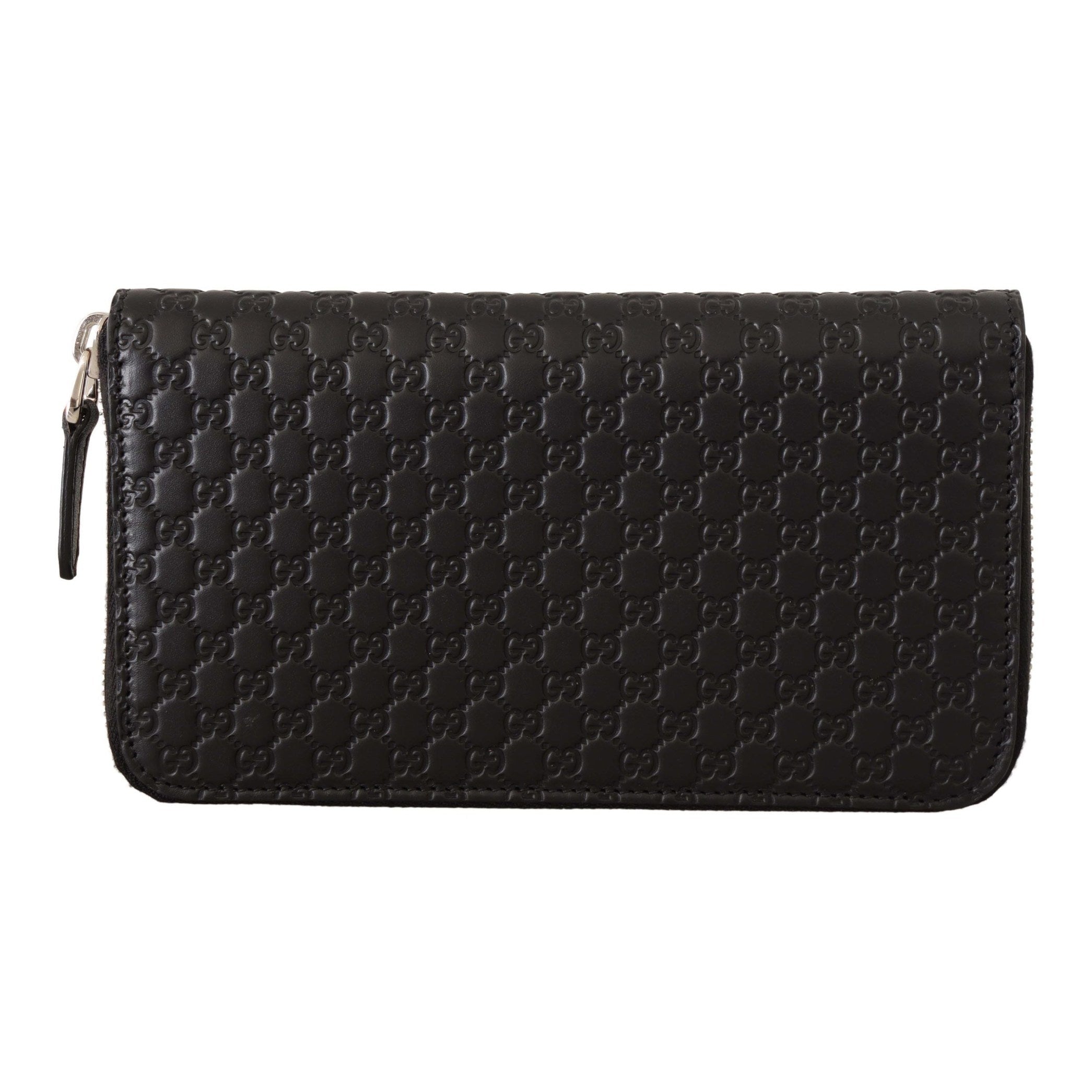 Elegant Black Leather Zip-Around Wallet