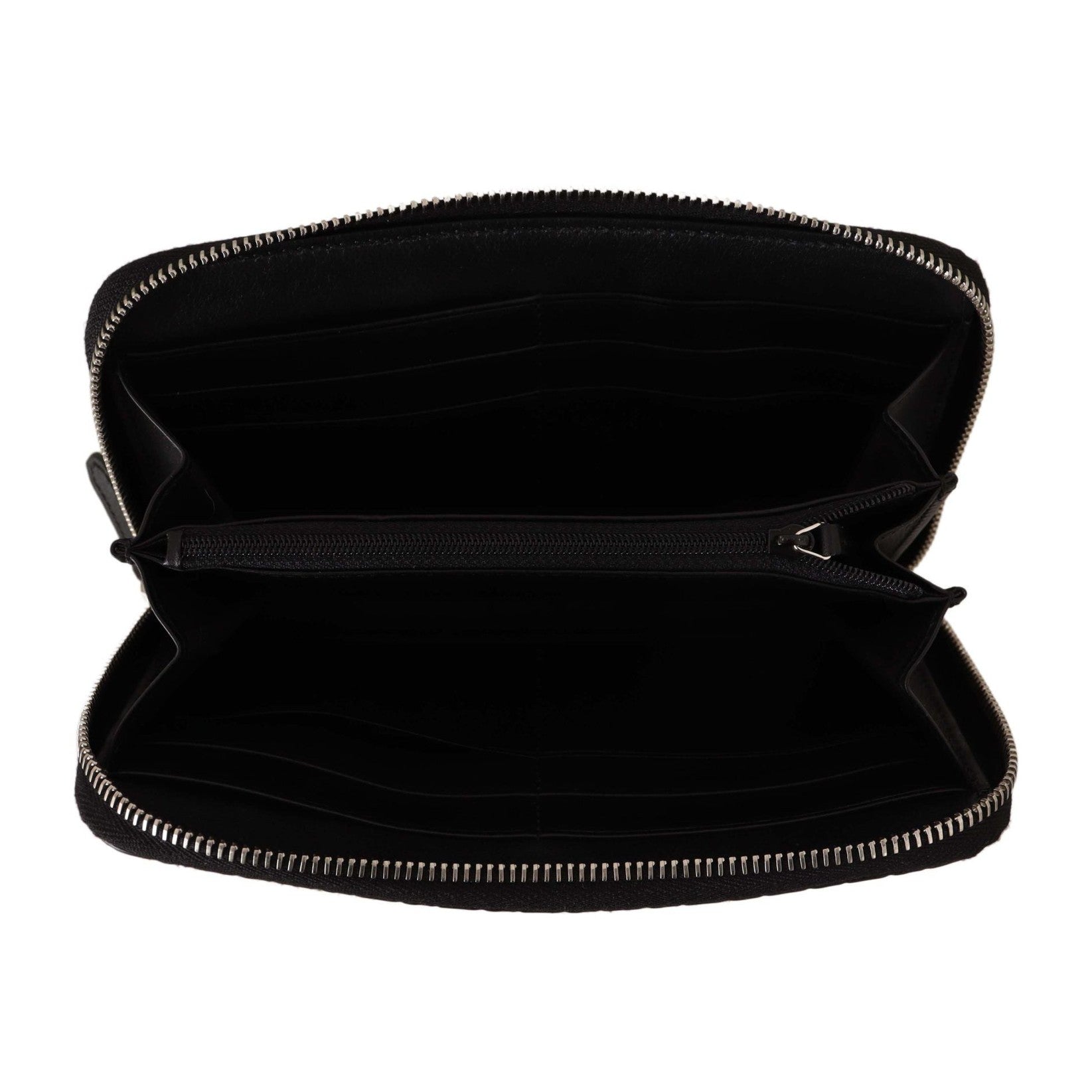 Elegant Black Leather Zip-Around Wallet