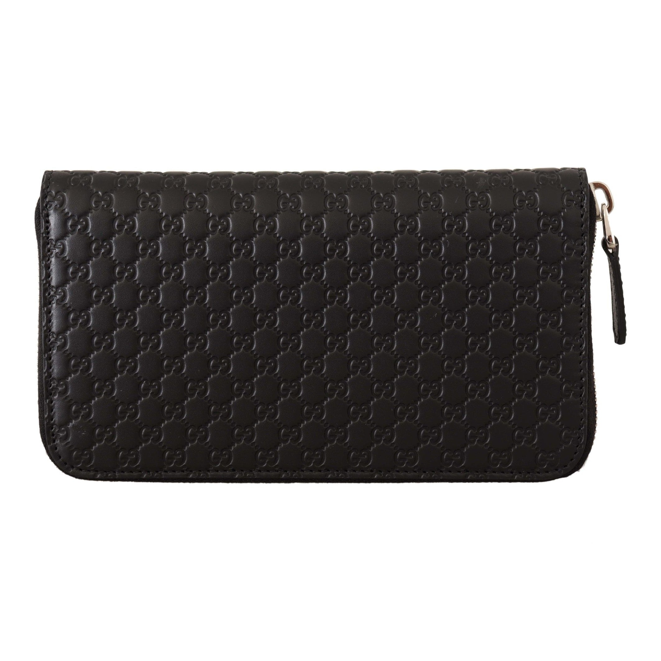 Elegant Black Leather Zip-Around Wallet