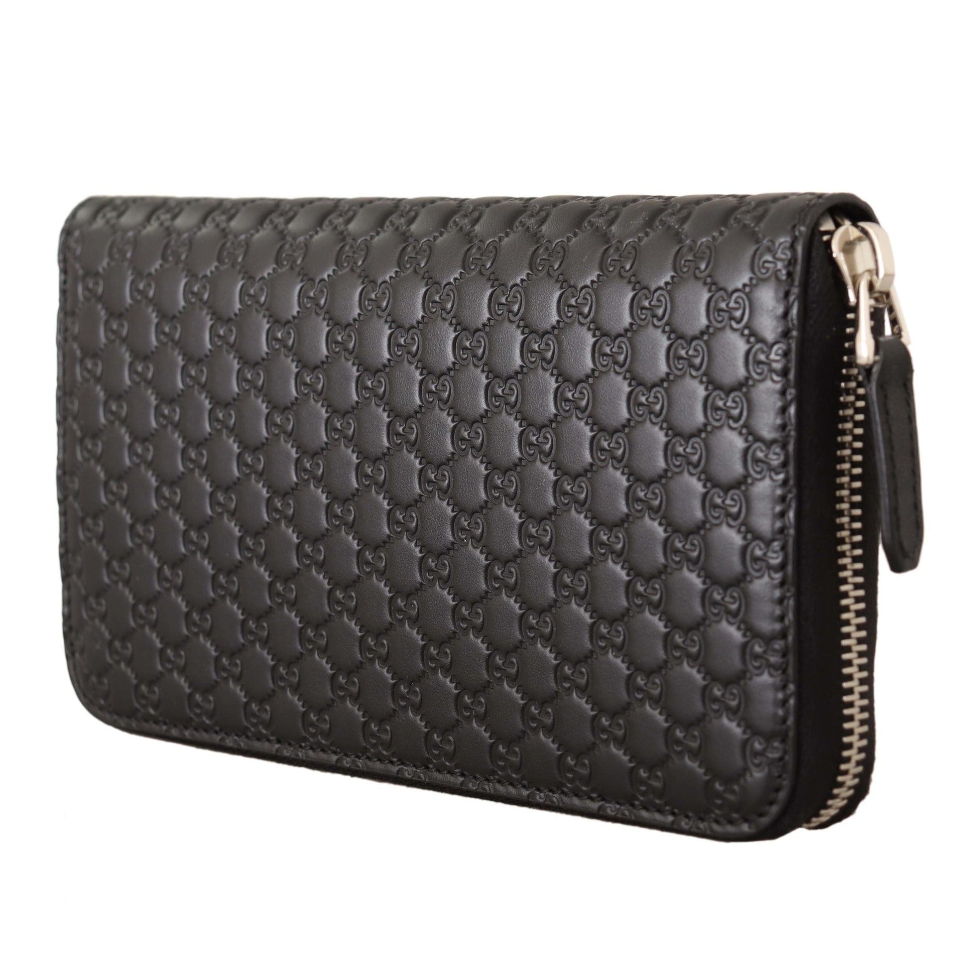 Elegant Black Leather Zip-Around Wallet