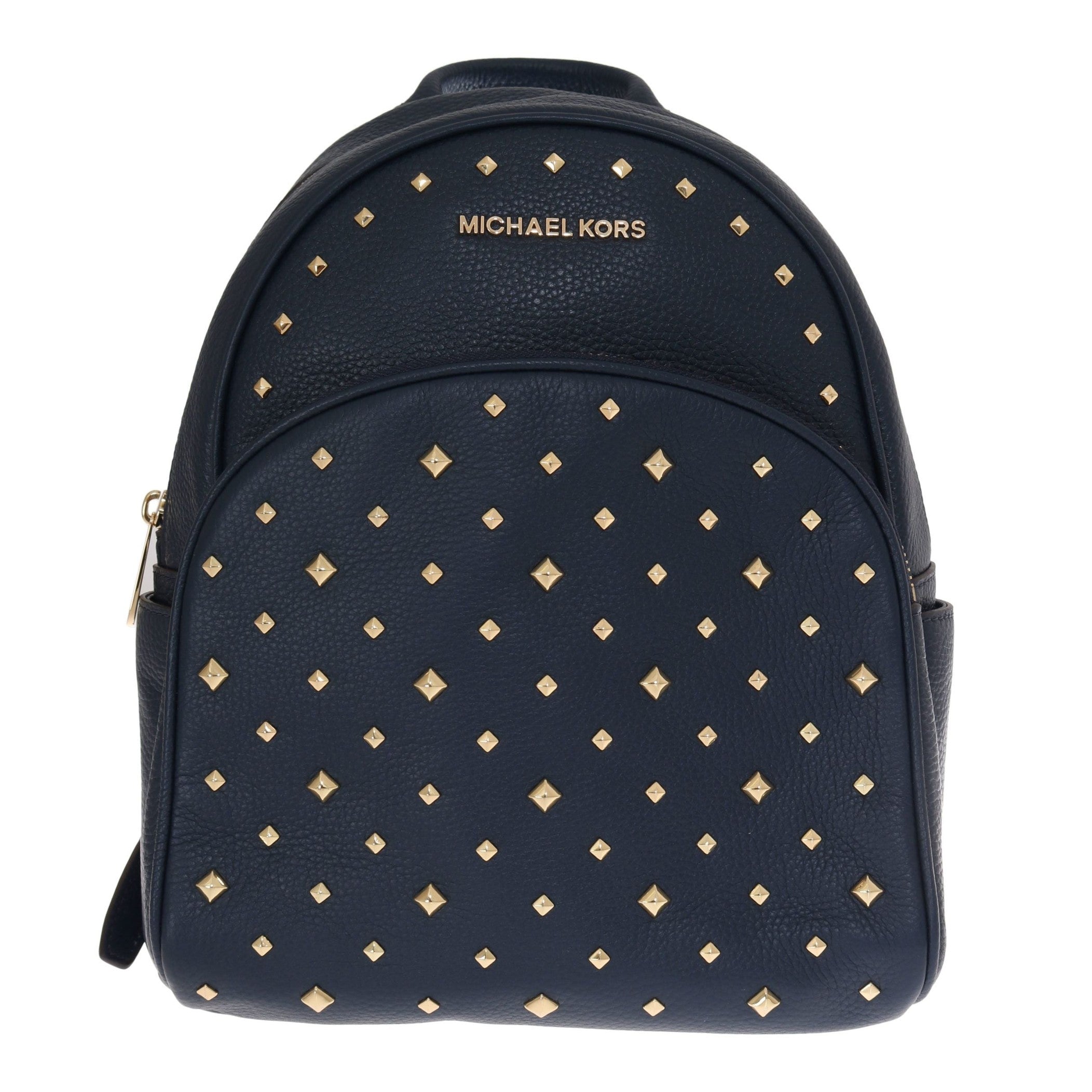 Elegant Leather ABBEY Backpack in Navy Blue