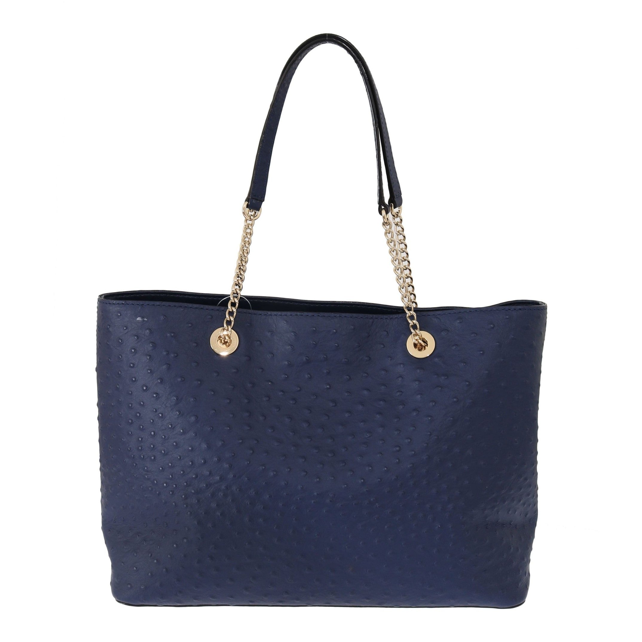 Elegant Ostrich Leather Handbag in Blue