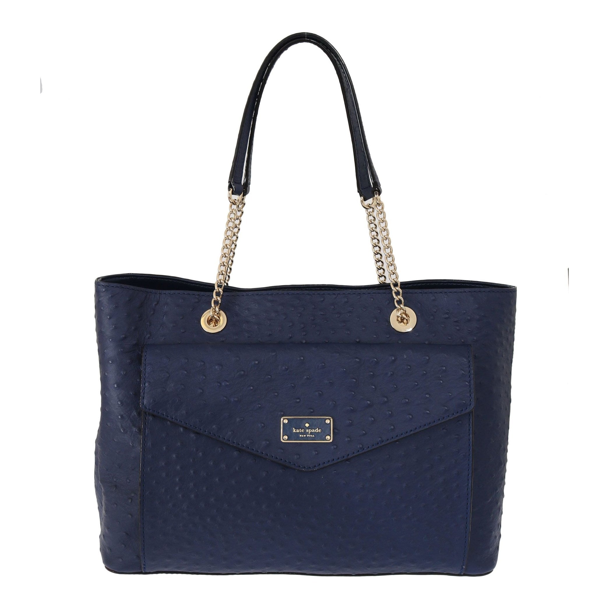 Elegant Ostrich Leather Handbag in Blue