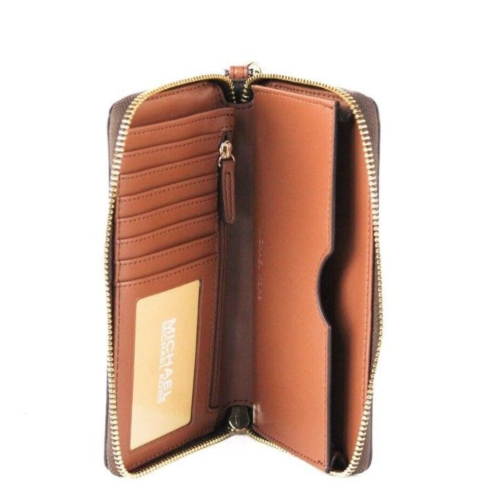 Jet Set Large Brown Signature PVC Flat Multifunction Wrist Wallet