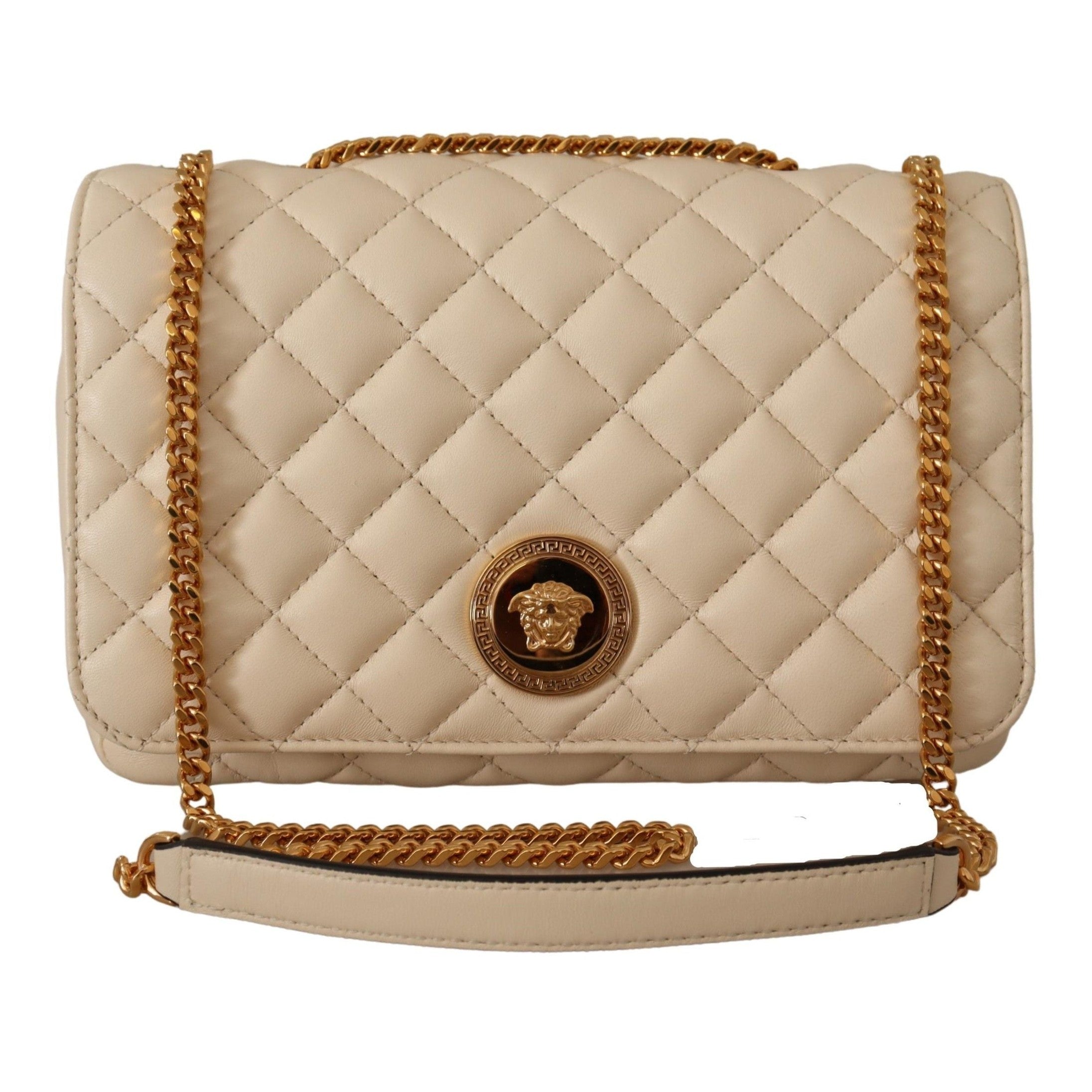 Elegant White Nappa Leather Shoulder Bag