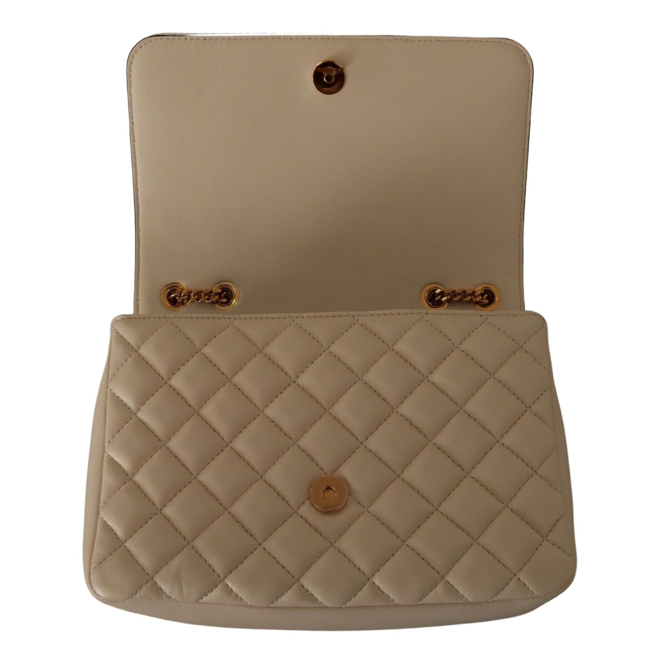 Elegant White Nappa Leather Shoulder Bag