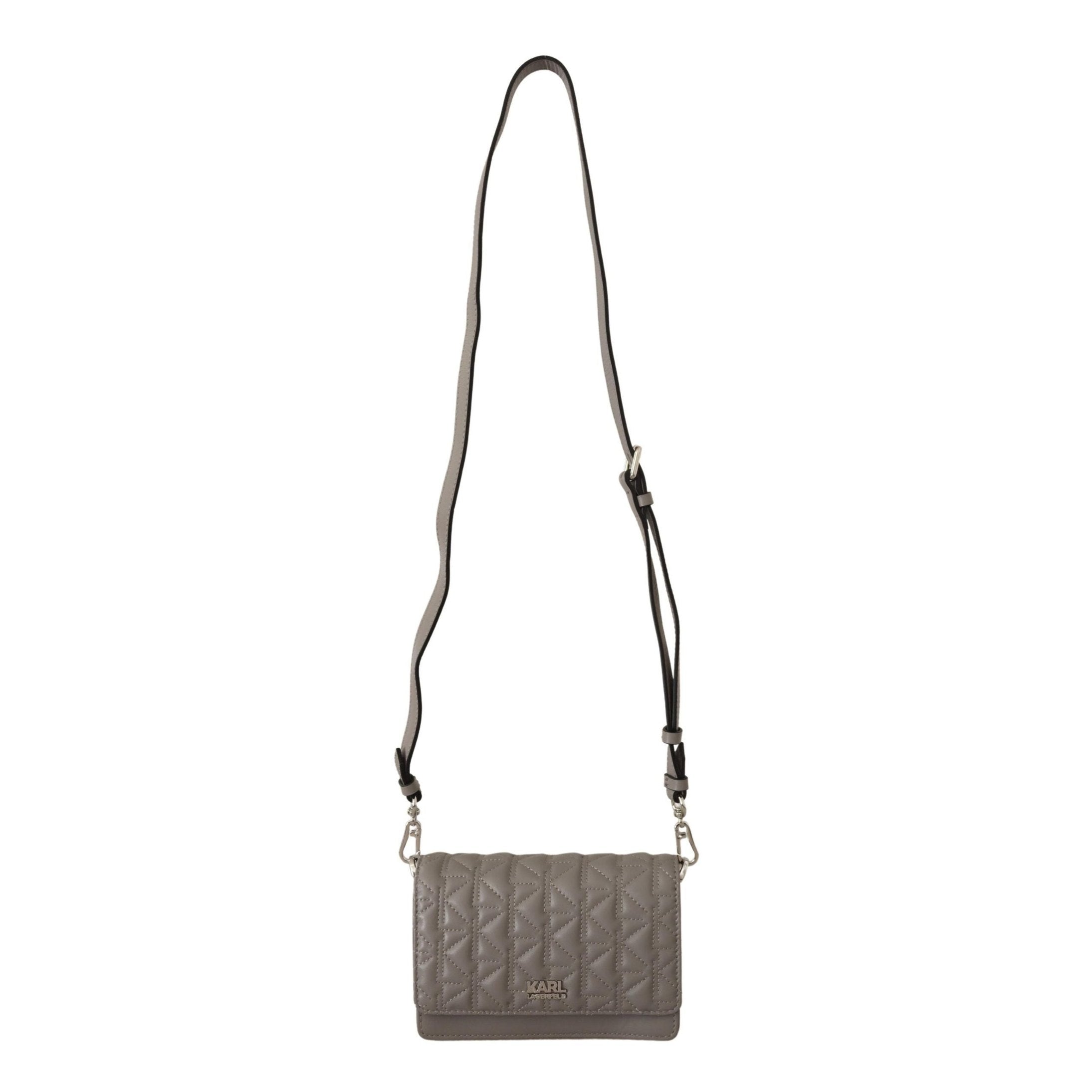 Elegant Grey Leather Crossbody Bag