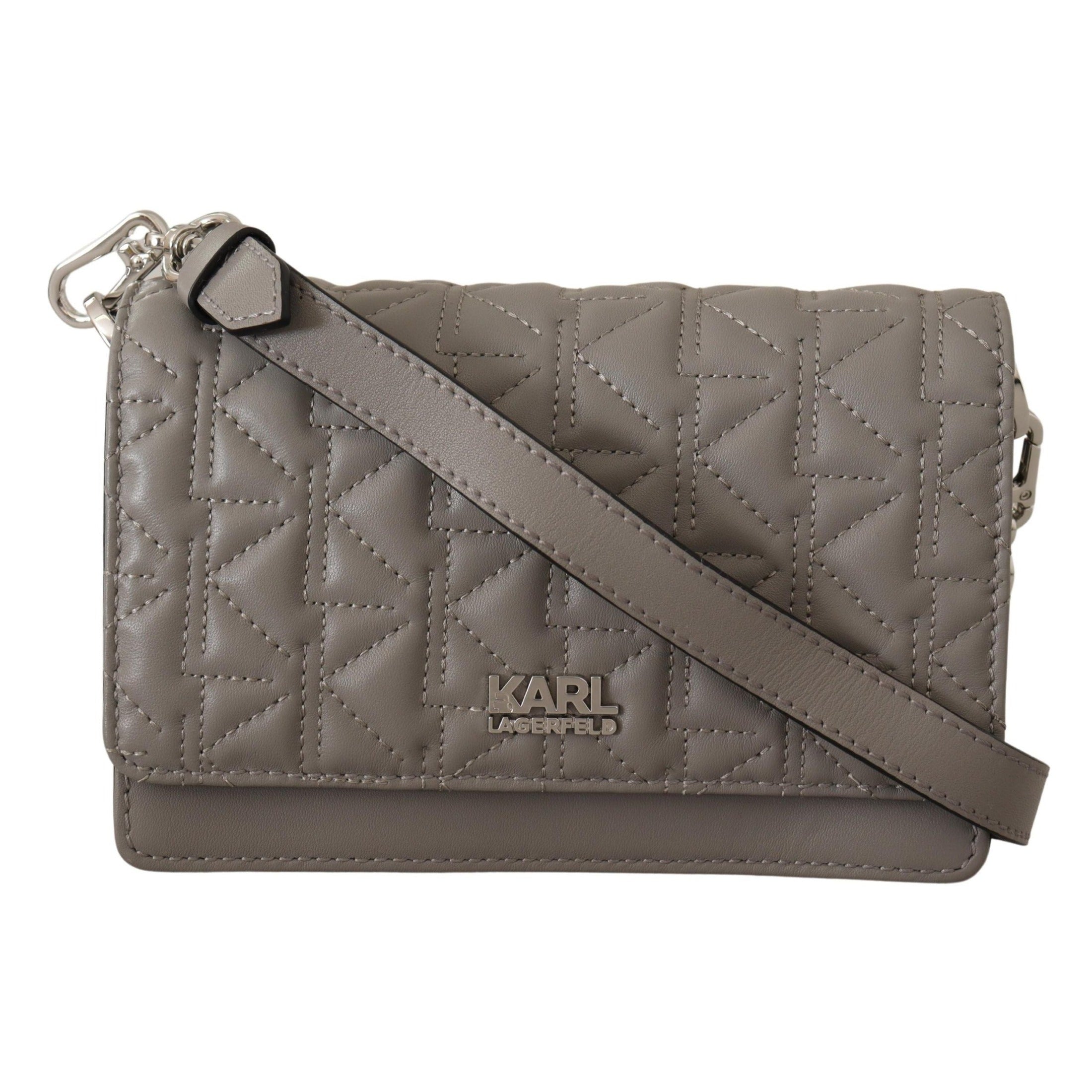 Elegant Grey Leather Crossbody Bag