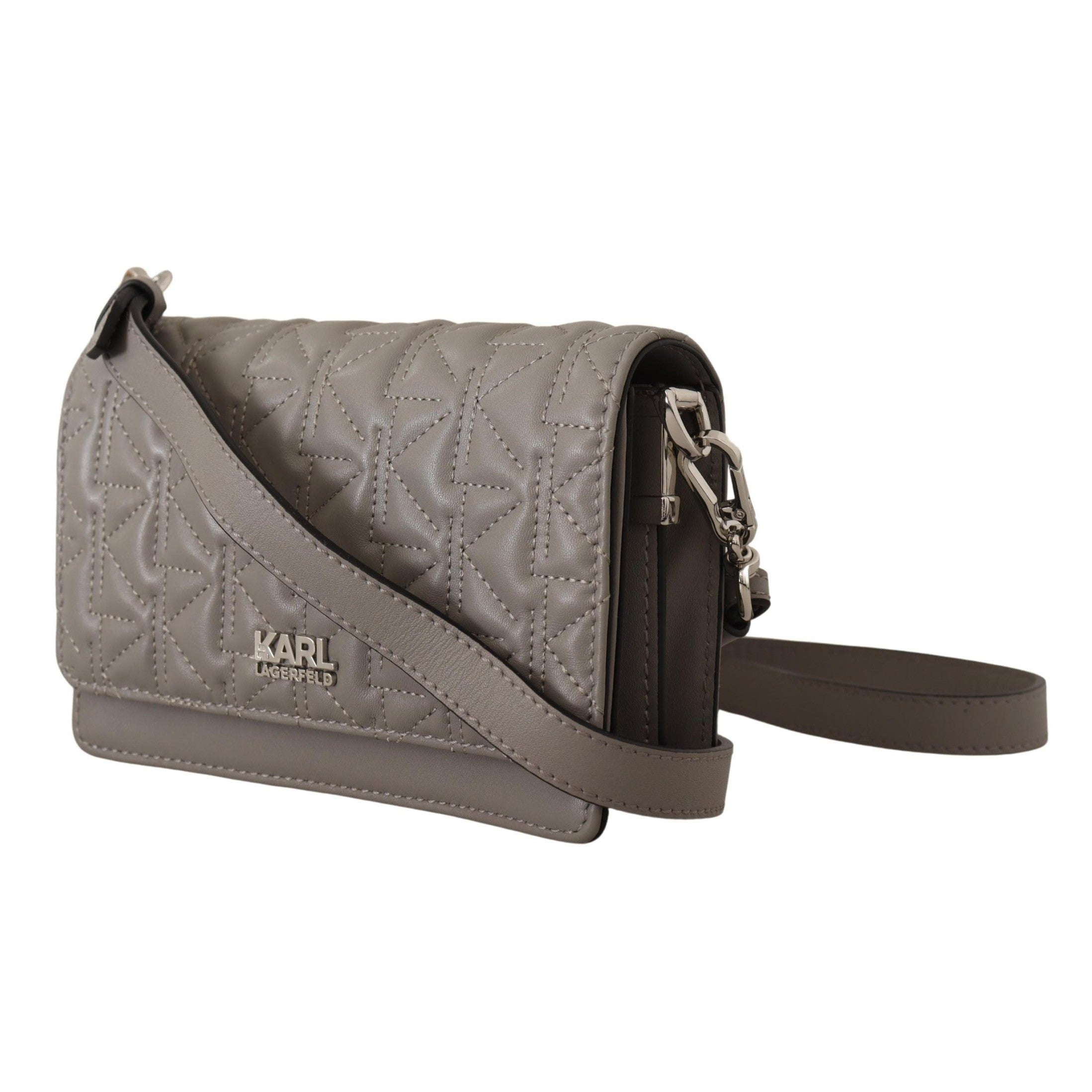 Elegant Grey Leather Crossbody Bag