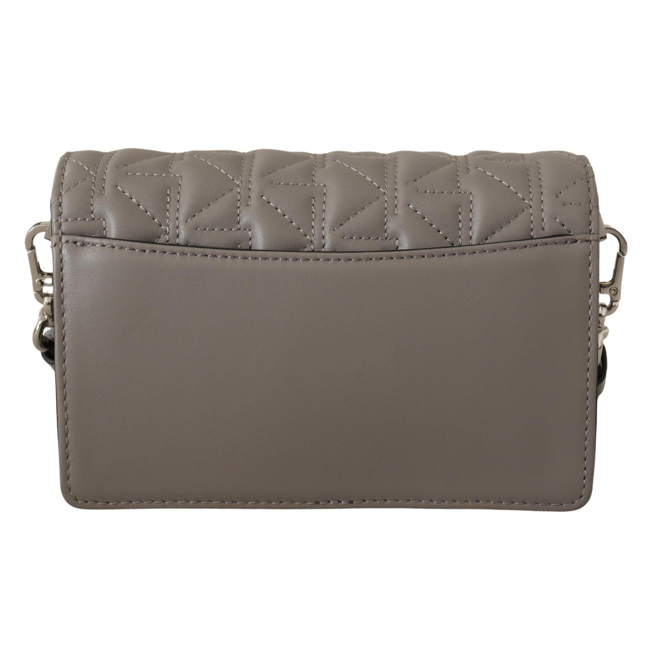 Elegant Grey Leather Crossbody Bag