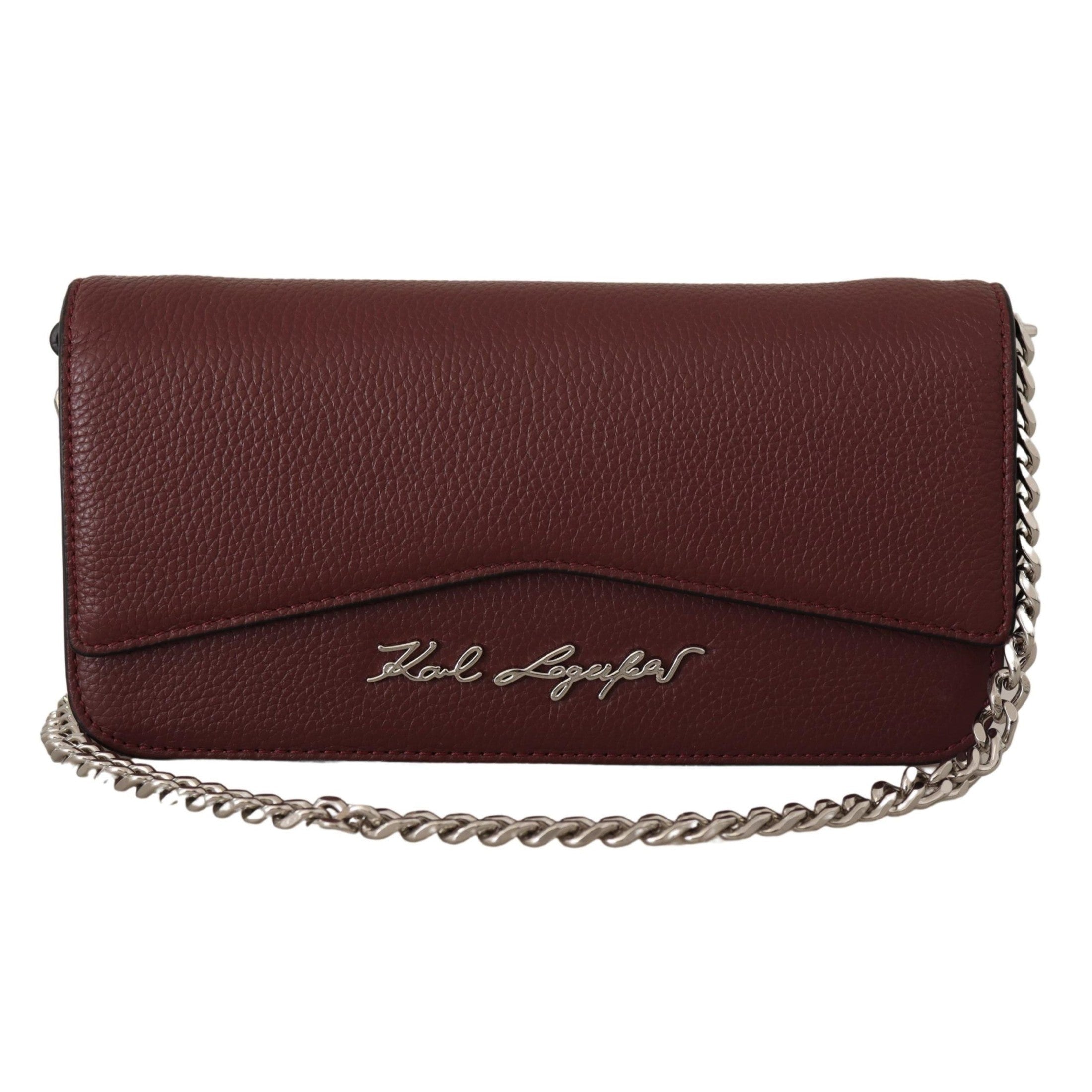 Elegant Wine Leather Evening Clutch