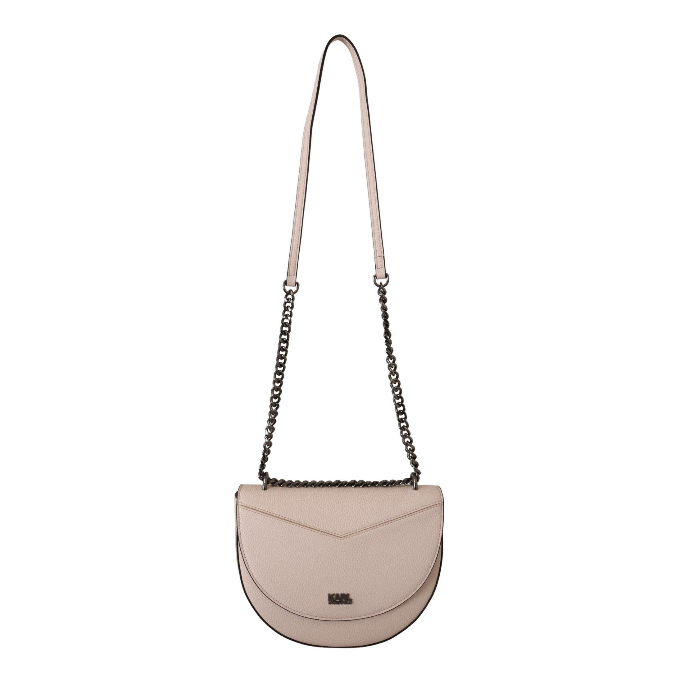 Elegant Mauve Light Pink Leather Shoulder Bag