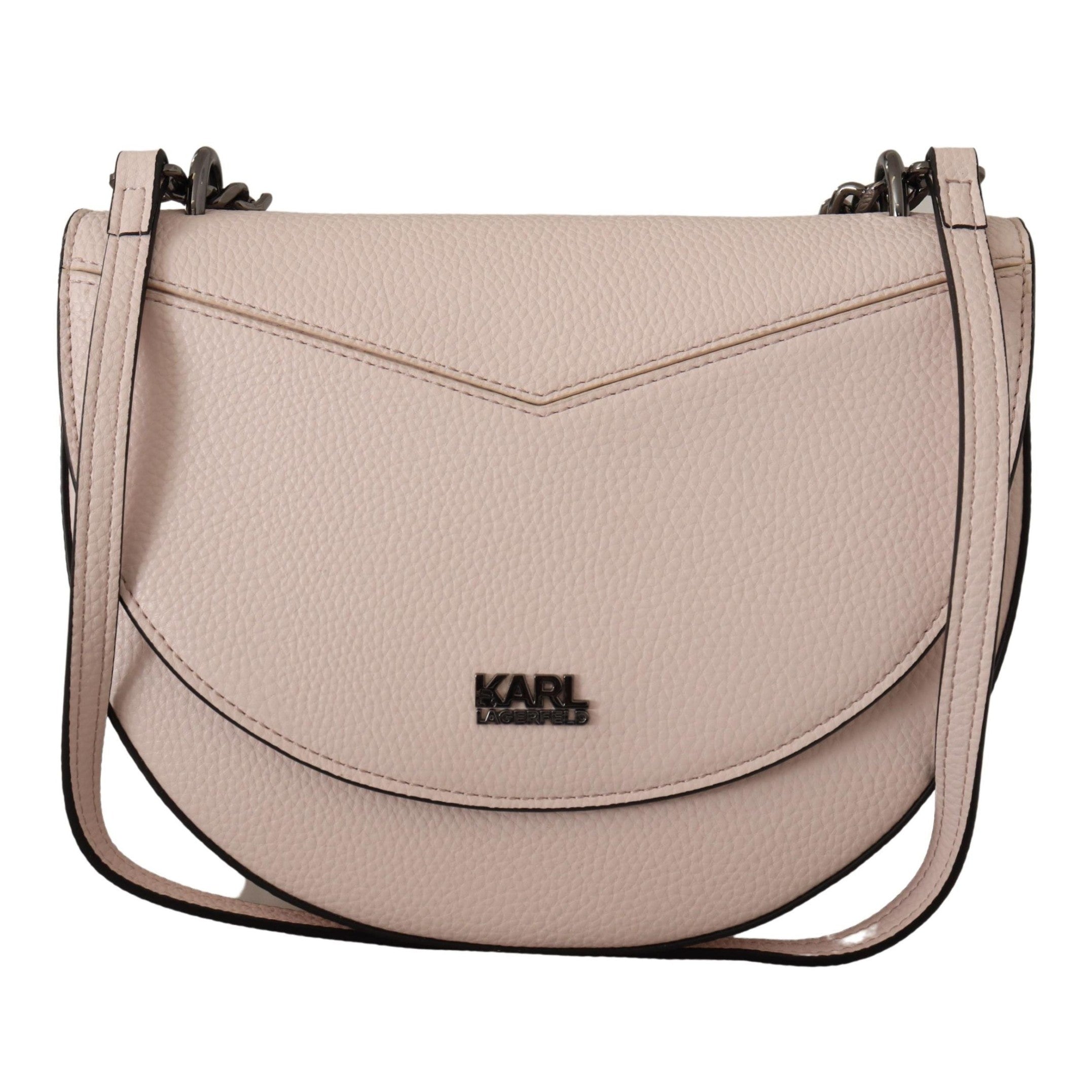 Elegant Mauve Light Pink Leather Shoulder Bag