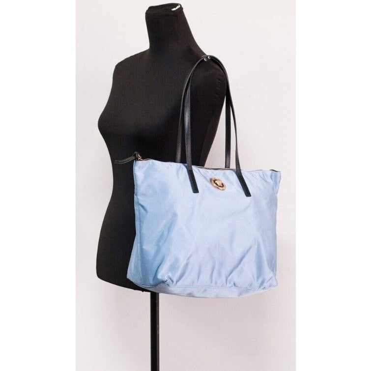 Portuna Medusa Medium Cornflower Blue Nylon Leather Tote Bag Purse