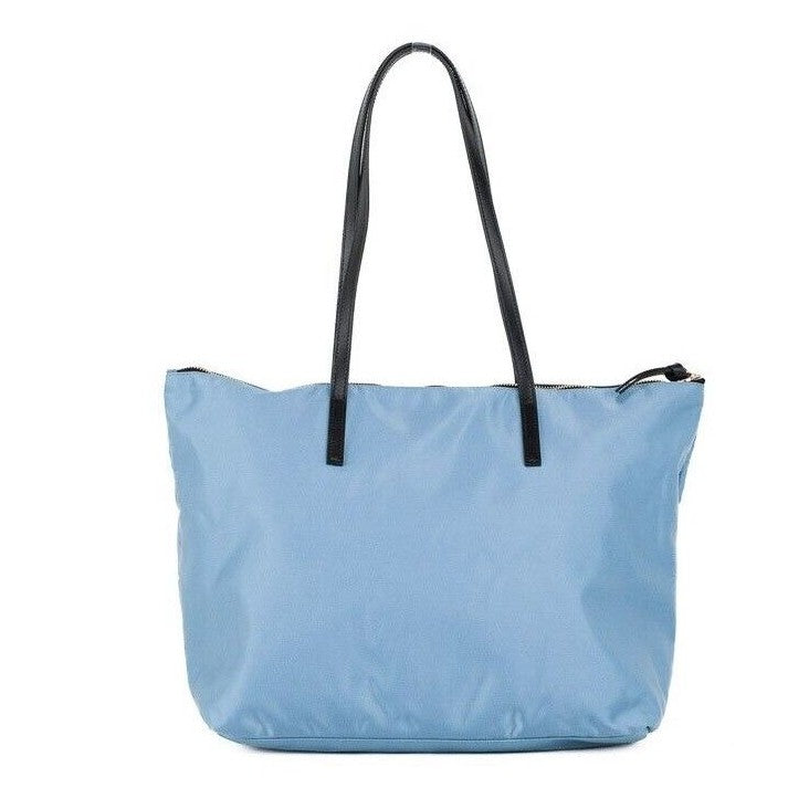 Portuna Medusa Medium Cornflower Blue Nylon Leather Tote Bag Purse