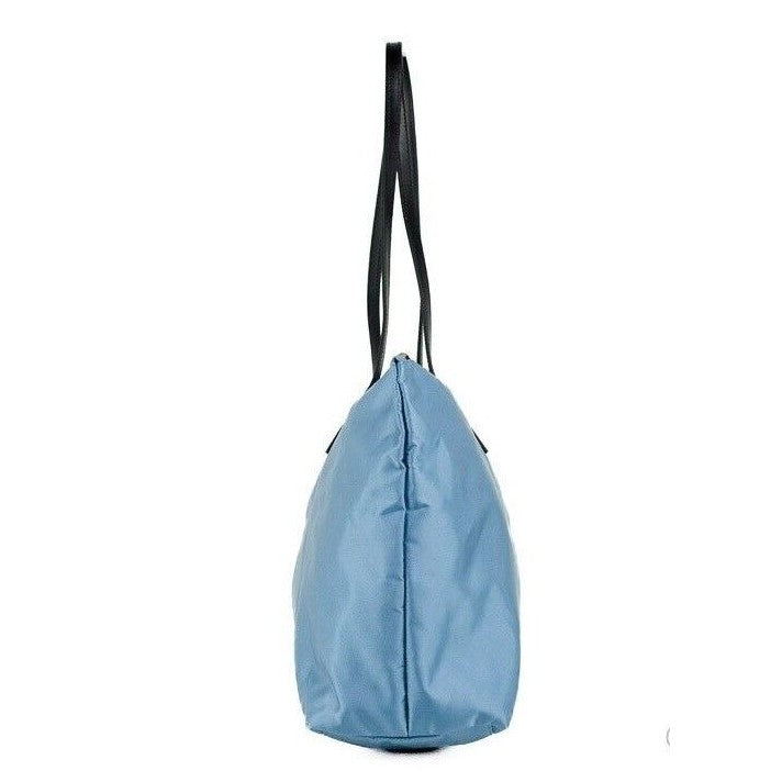 Portuna Medusa Medium Cornflower Blue Nylon Leather Tote Bag Purse