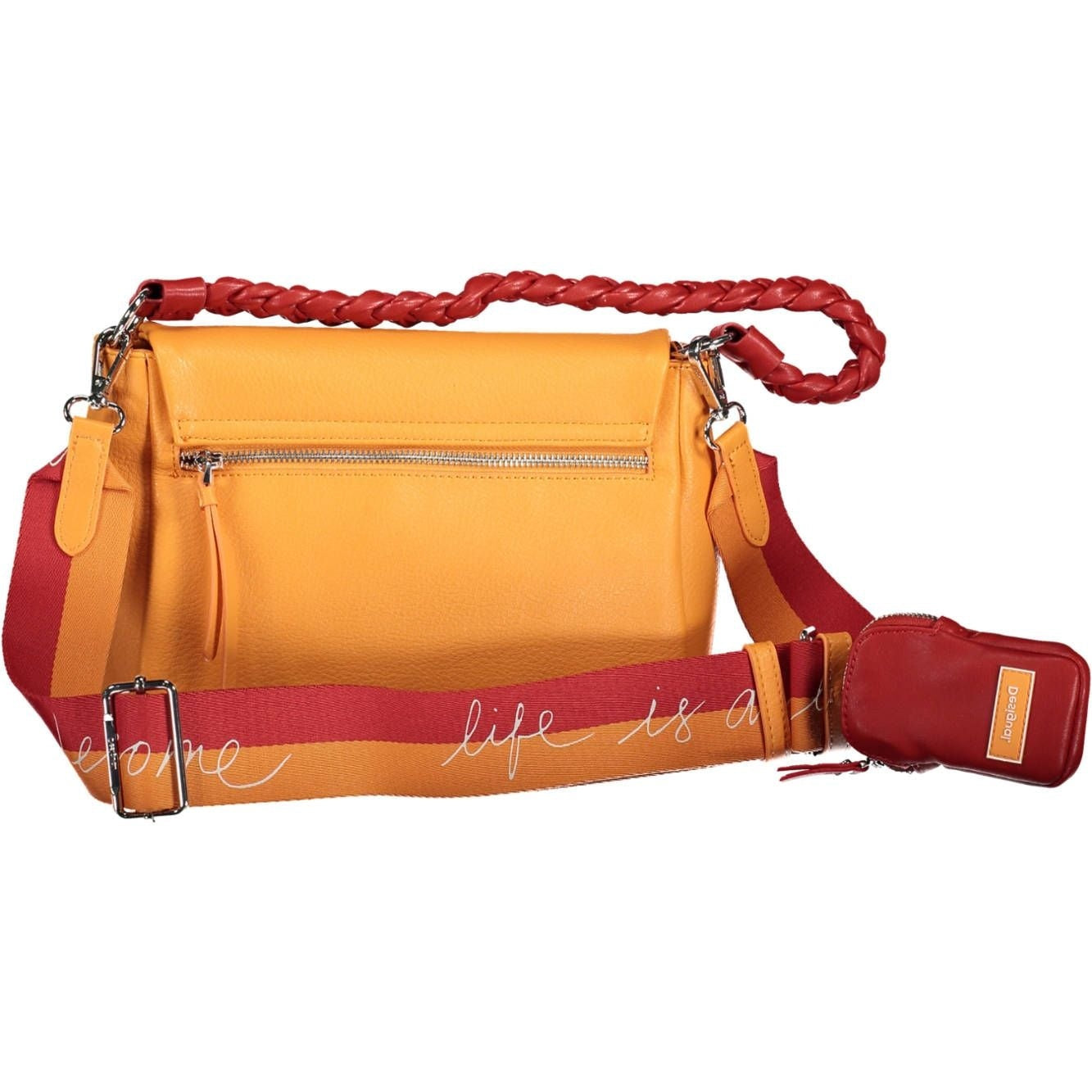 Chic Orange Shoulder Bag with Contrasting Details