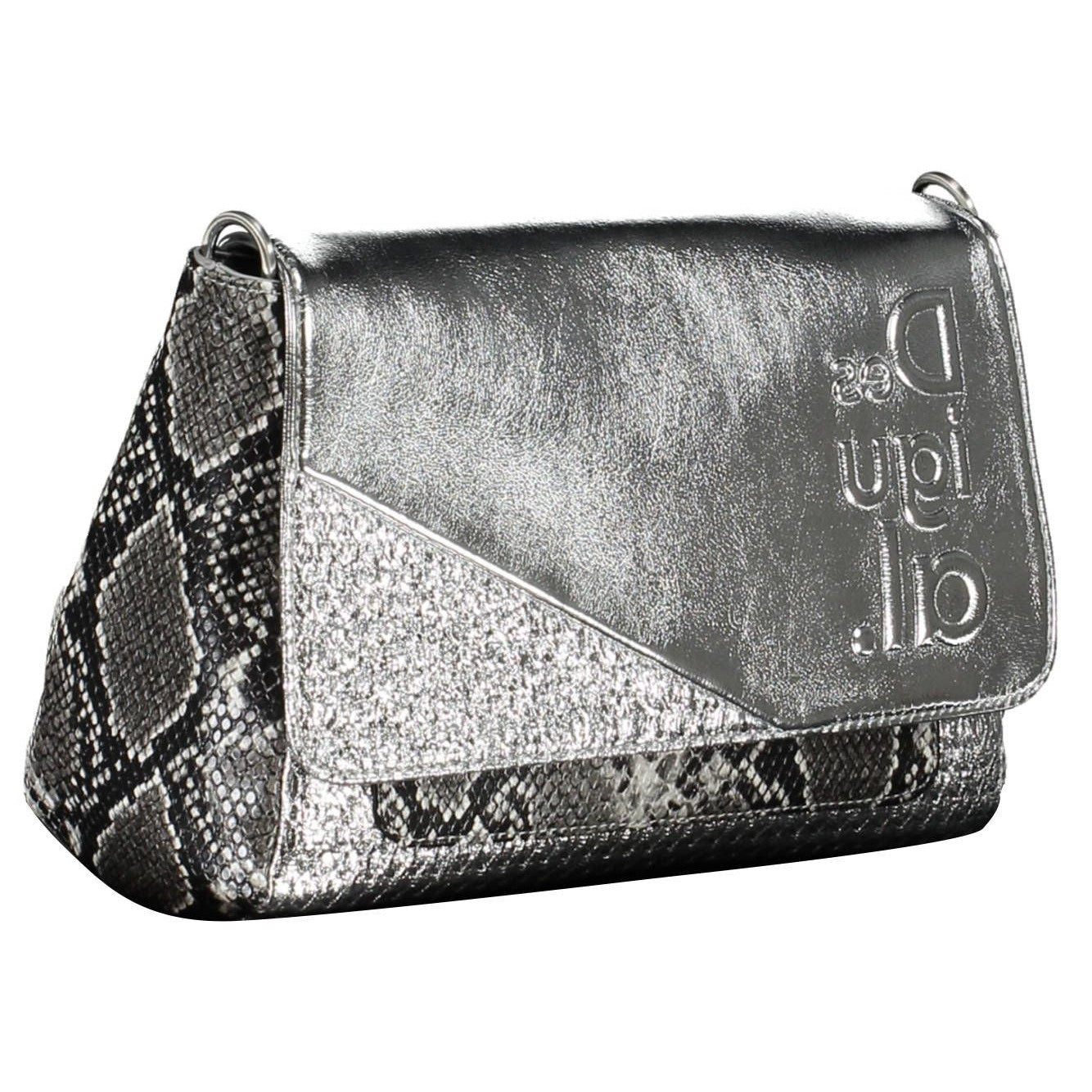 Silver Polyethylene Women Handbag