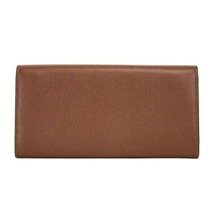 Porter Tan Grained Leather Embossed Continental Clutch Flap Wallet Brown