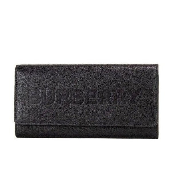 Porter Black Grained Leather Branded Logo Embossed Clutch Flap Wallet