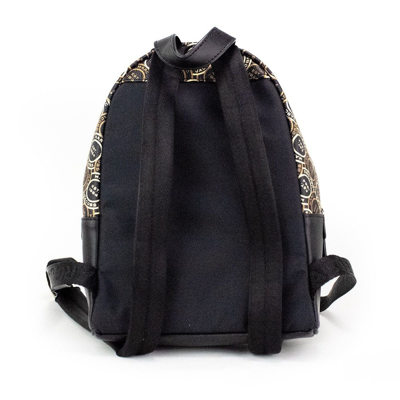 Signet Mini Black Logo Printed Leather Shoulder Backpack Bookbag