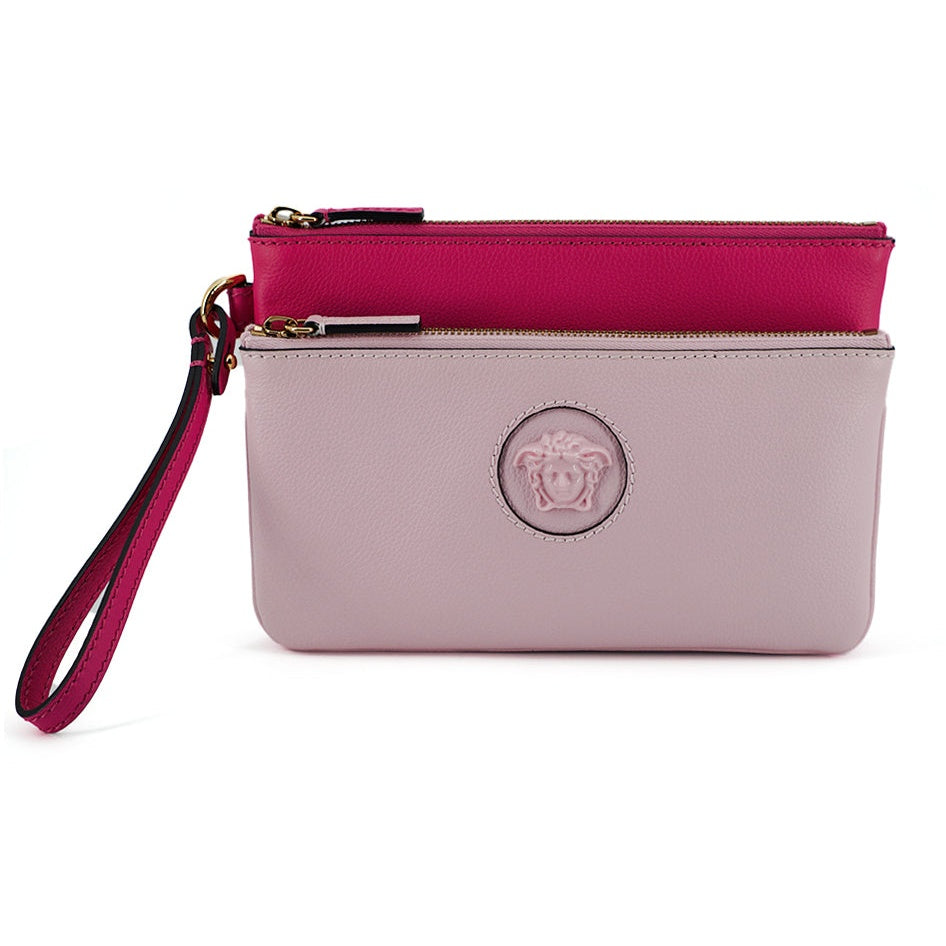 Elegant Pink Leather Pouch Clutch