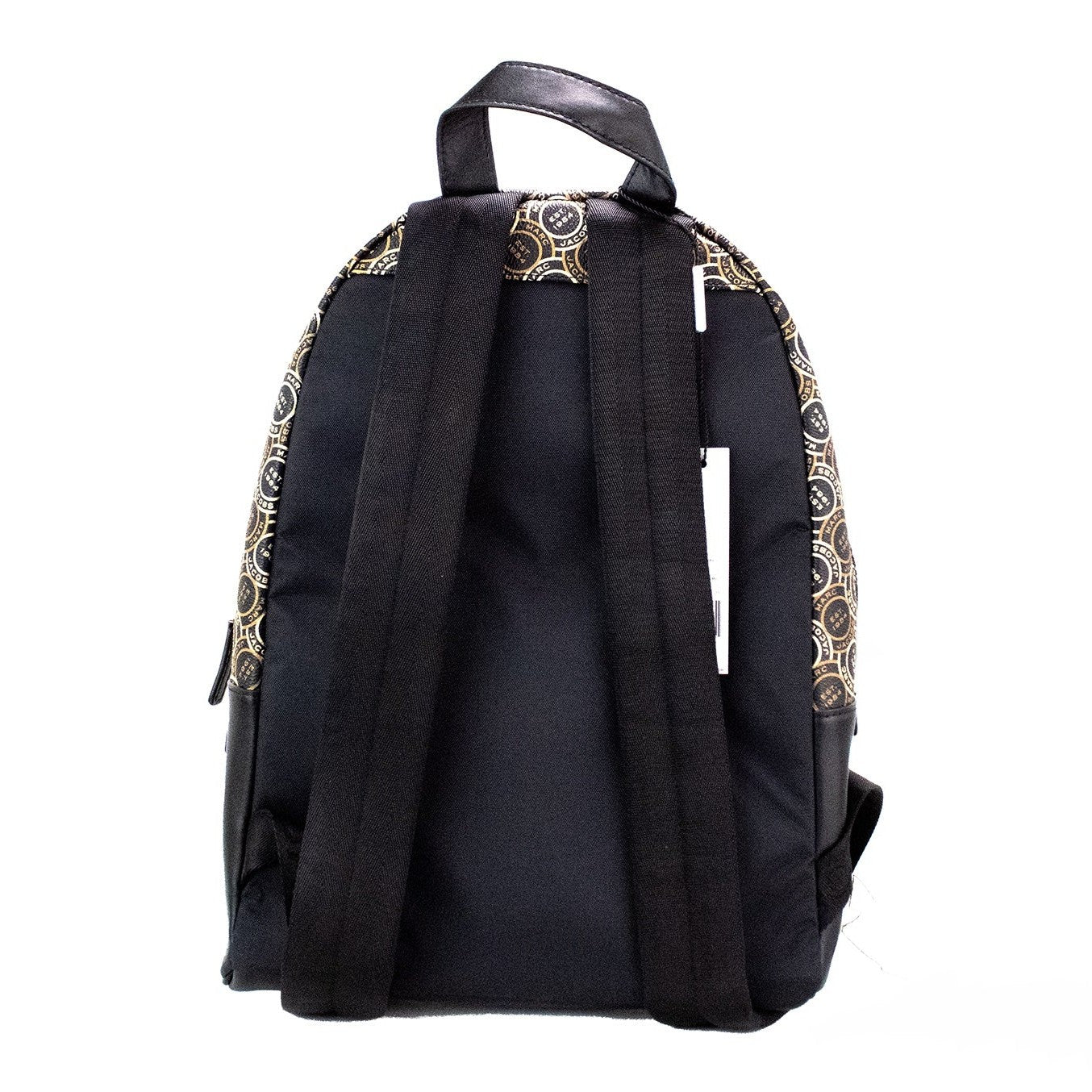 Signet Medium Black Logo Printed Leather Shoulder Backpack Bookbag