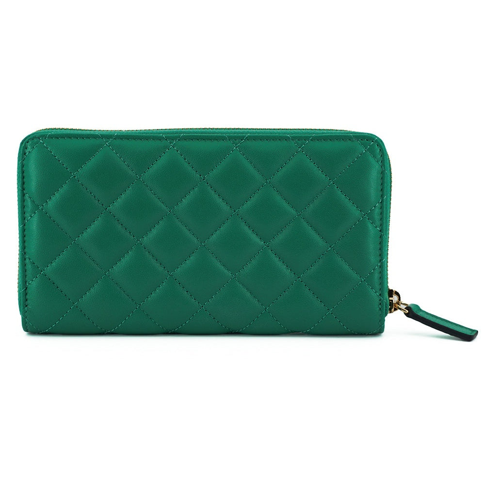 Elegant Quilted Leather Zip Wallet