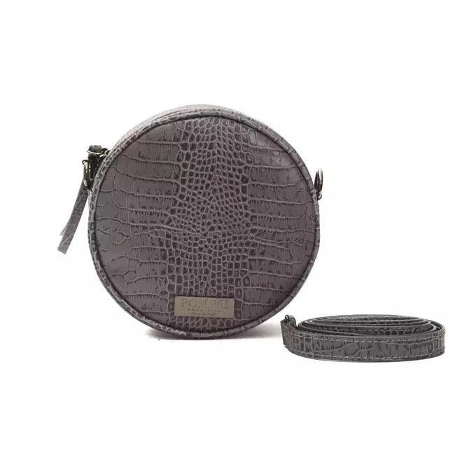 Gray Leather Women Crossbody Bag