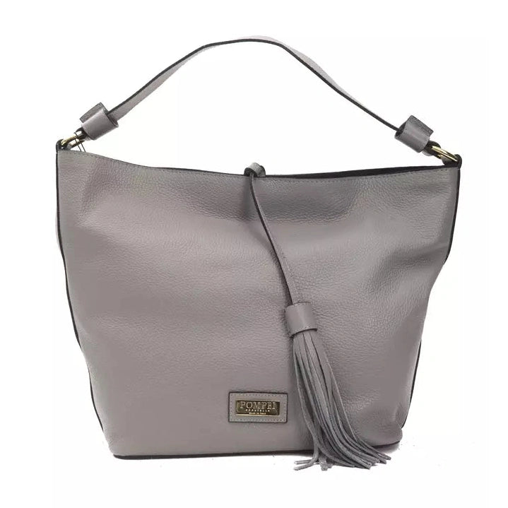 Gray Leather Women Shoulder Bag