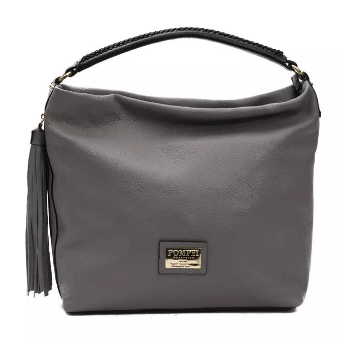 Gray Leather Women Shoulder Bag