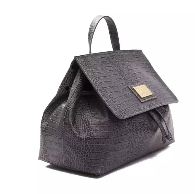 Gray Leather Women Handbag