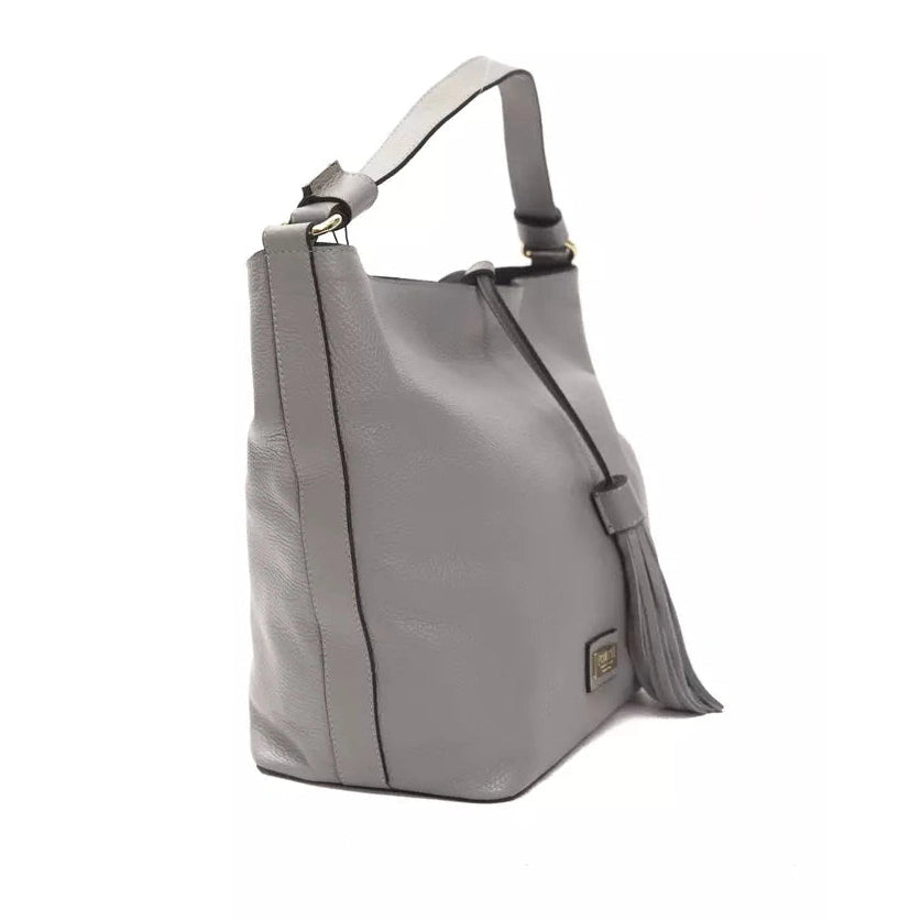 Gray Leather Women Shoulder Bag