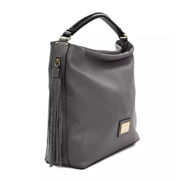 Gray Leather Women Shoulder Bag