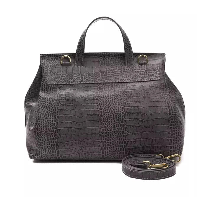 Gray Leather Women Handbag