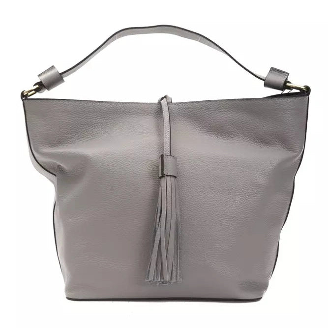 Gray Leather Women Shoulder Bag