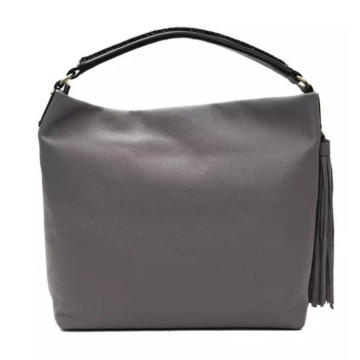 Gray Leather Women Shoulder Bag