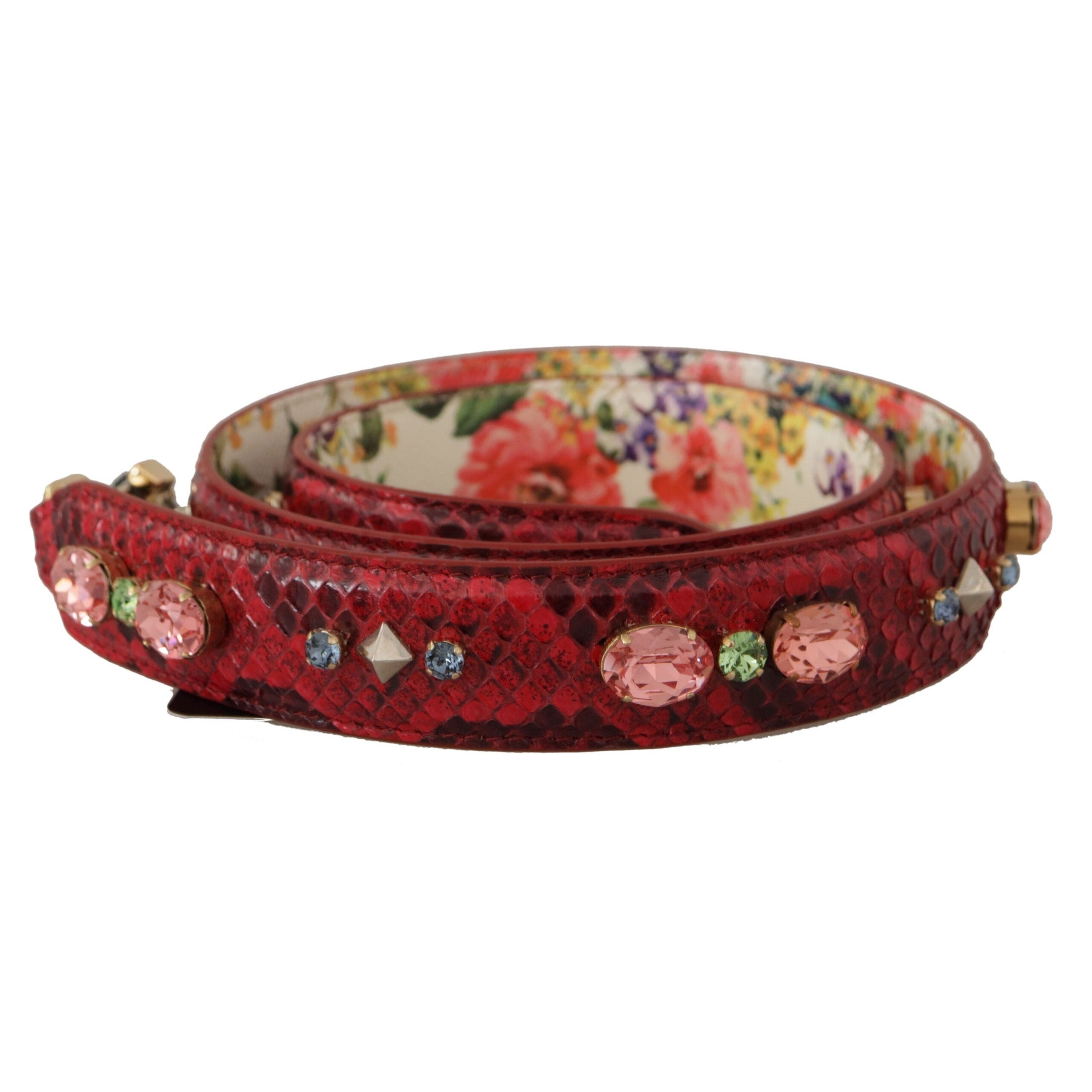 Elegant Red Python Leather Bag Strap